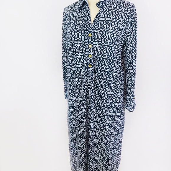 Jones New York Career Navy/White Shirt Dress, Med - Picture 7 of 8